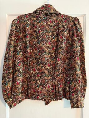 Vintage Arthur Chapnik Equestrian Horse 100% Silk Blouse Western Size 8
